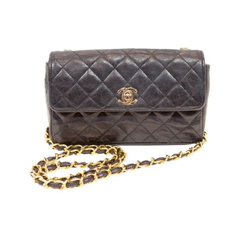 used chanel quilted black chain handbag|Black Chanel cross body bag.